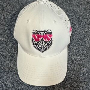 White Cap with Bear and Pink Sunglasses